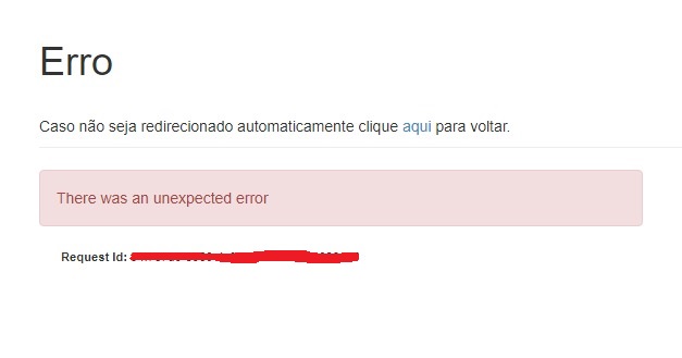 "Erro no acesso"