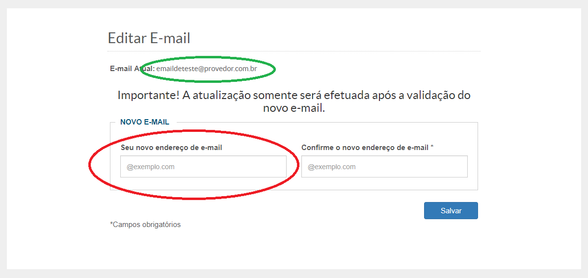 "Trocar Email"